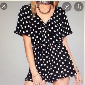 Band of Gypsies Black / White Polka Dot Romper XS